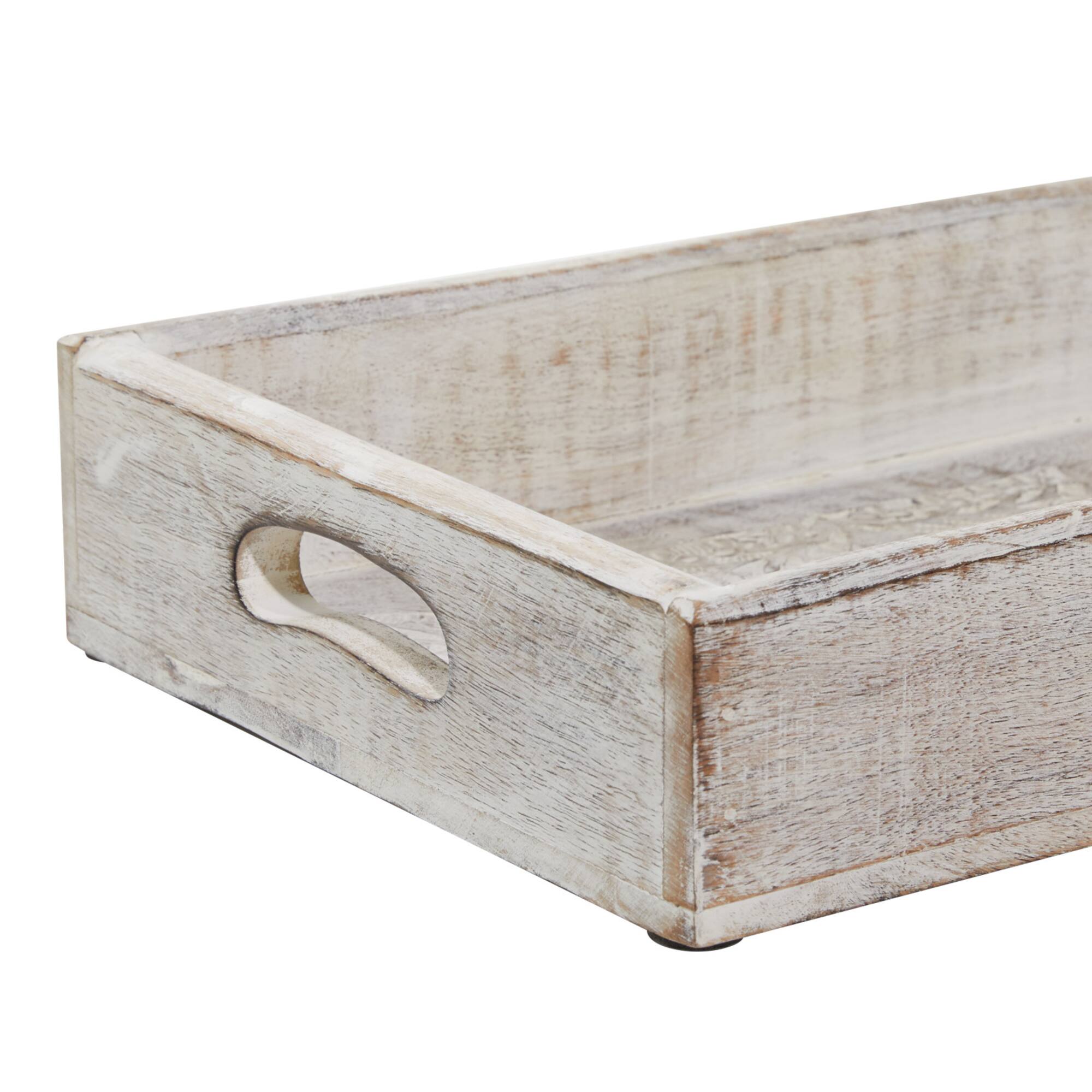 White Mango Wood Farmhouse Tray Set